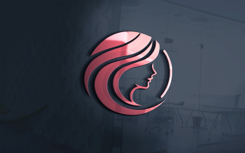 Vecteur de modèle de logo de coiffure de cheveux rouges