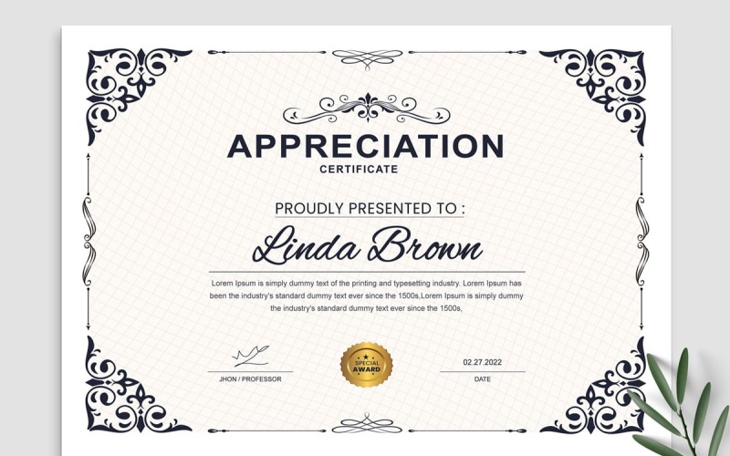 Appreciation Certificate Layout #376552 - TemplateMonster