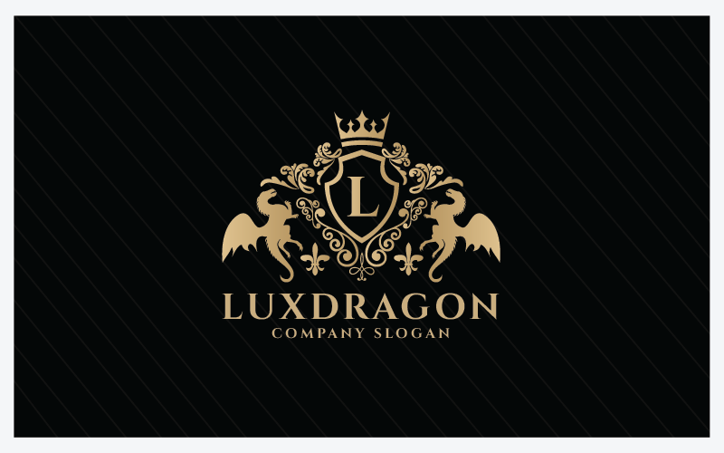 Logo luxueux de la lettre D du dragon