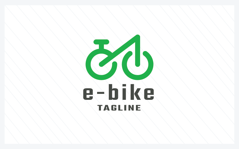 Modelo de logotipo da letra E da bicicleta elétrica
