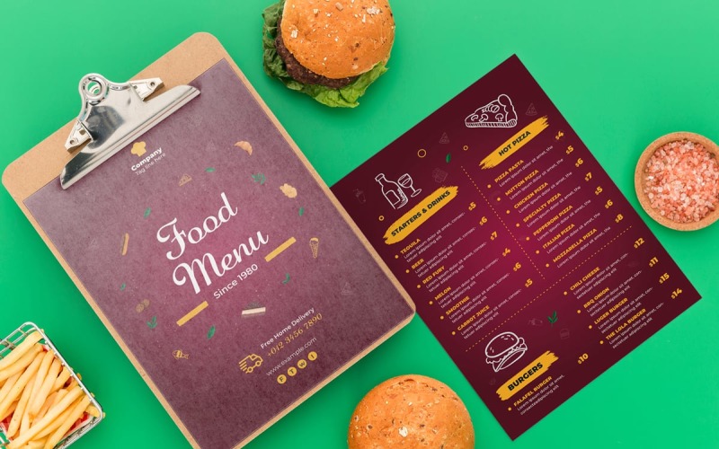 Modelos de cardápio de comida de restaurante
