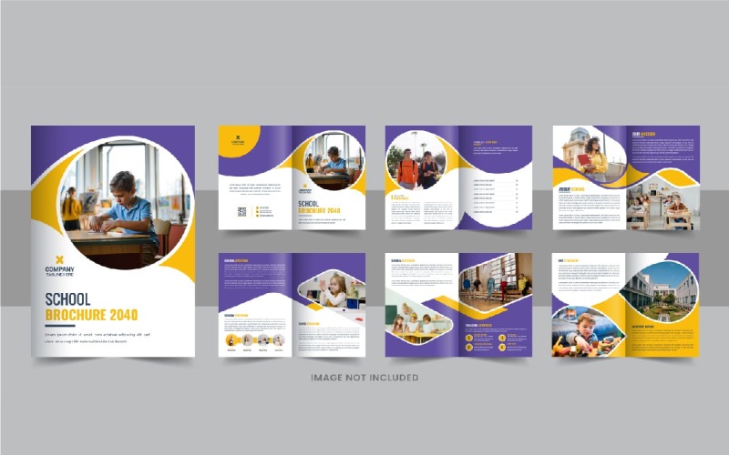 Skolan antagning broschyr eller utbildning broschyr prospekt mall design layout