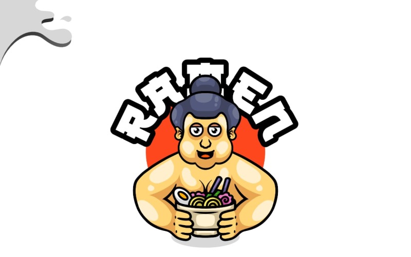 Sumo ramen maskot logotypdesign