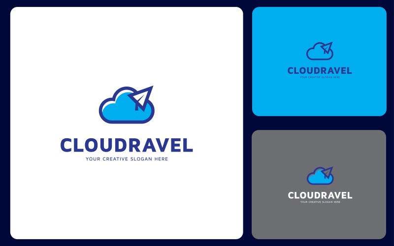 Modèle de conception de logo d'avion de voyage en nuage