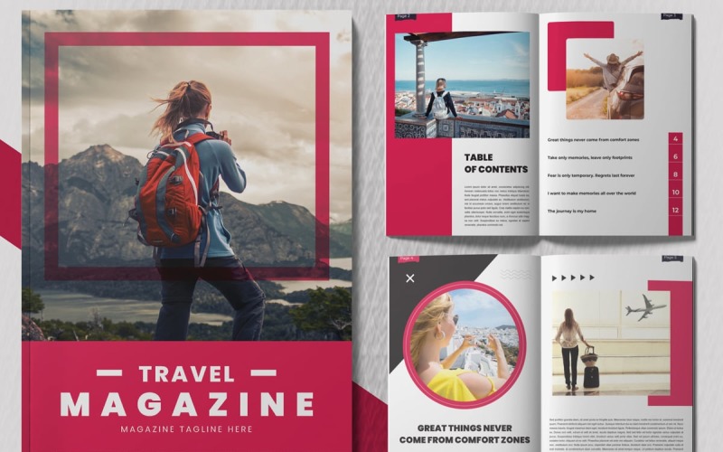 Modelos de layout de revistas de viagens