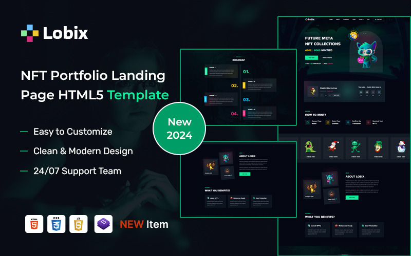 Lobix – NFT 组合和登陆页面 HTML5 模板