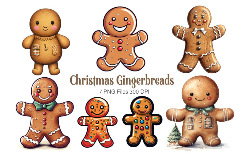 Lustige Weihnachtslebkuchen. PNG-Bundle.