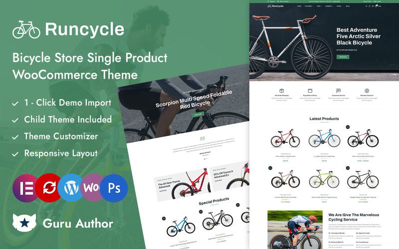 Runcycle – Kerékpárbolt többcélú Elementor WooCommerce reszponzív téma