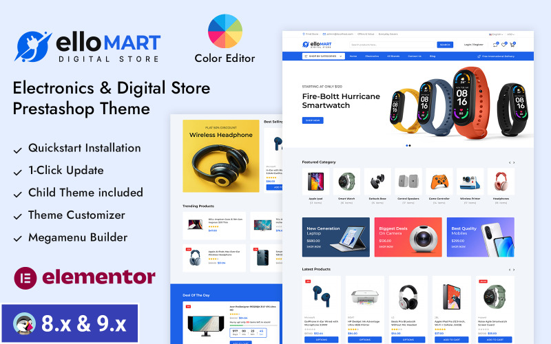 Ellomart - Thème adaptatif Prestashop pour magasin d'électronique