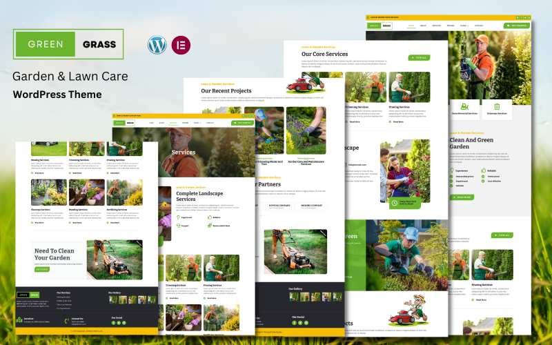 Grönt gräs - Trädgårds- och gräsmattavårdstjänster WordPress-tema