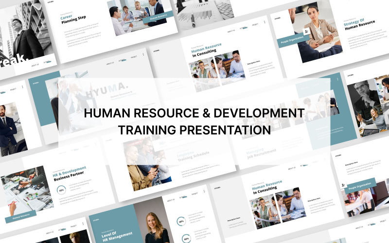 Hyuma - Modelo de apresentação do Google Slides para treinamento em recursos humanos e desenvolvimento