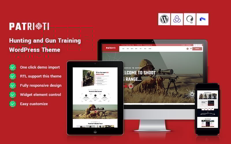 Patrioti - 狩猎和枪支训练 WordPress 主题