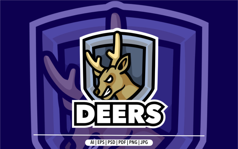 Deer emblem mascot design sport logo TemplateMonster