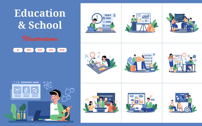 M712_Paquete de ilustraciones 2 sobre escuela y educación