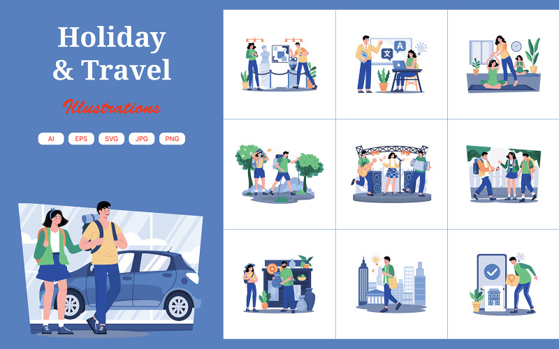 M728_Pacote 2 de ilustrações de férias e viagens