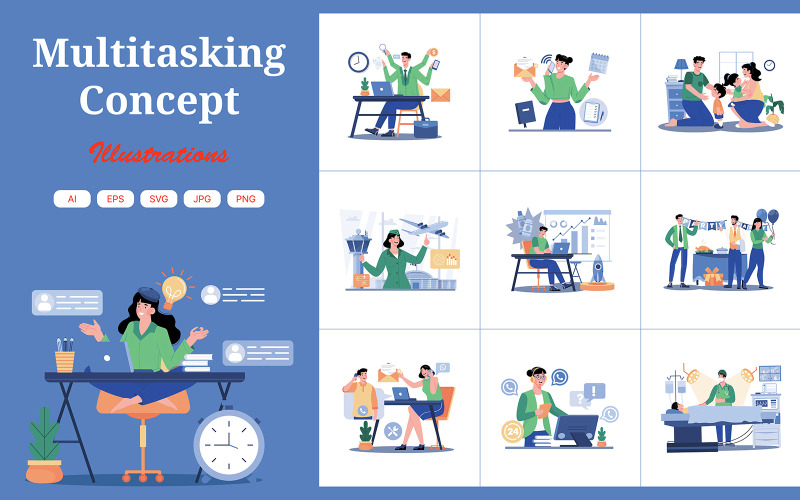 M729_ Multitasking-Konzept-Illustrationspaket 1