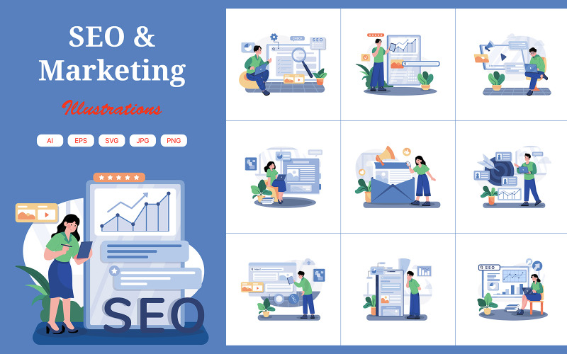 M692_Paquete de ilustraciones de SEO y marketing