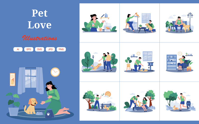 M694_Pack d'illustrations d'amour pour animaux de compagnie