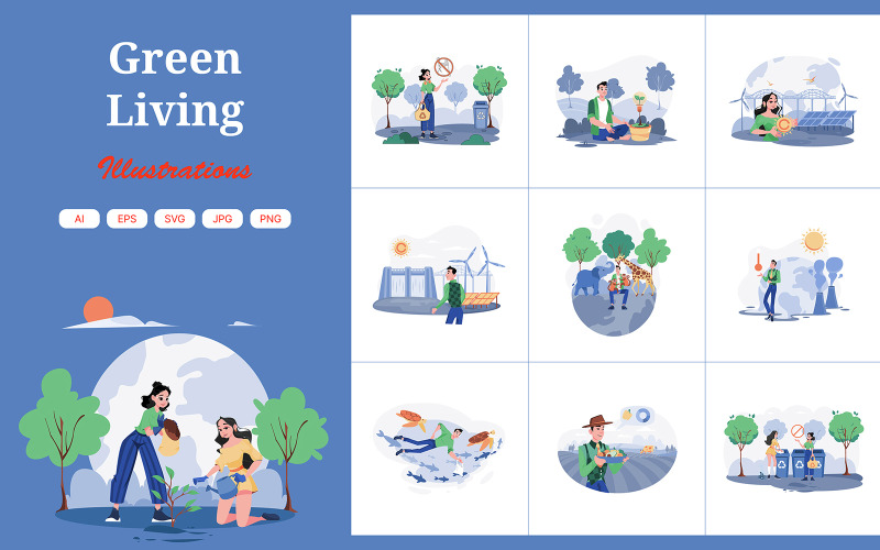 M707_Green Living Illustrationspaket