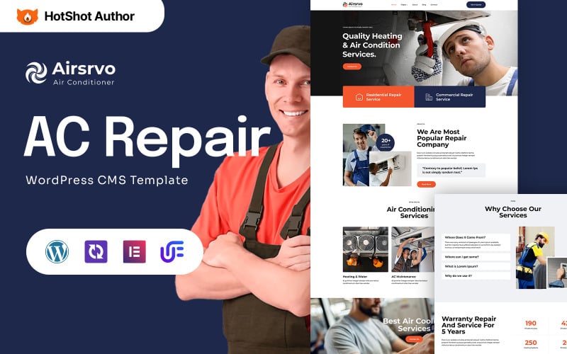 Airsrvo - Tema WordPress Elementor para reparo e aquecimento de ar condicionado