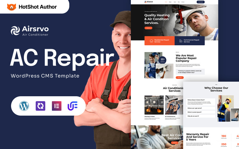 Airsrvo – Thème WordPress Elementor pour la réparation et le chauffage de la climatisation