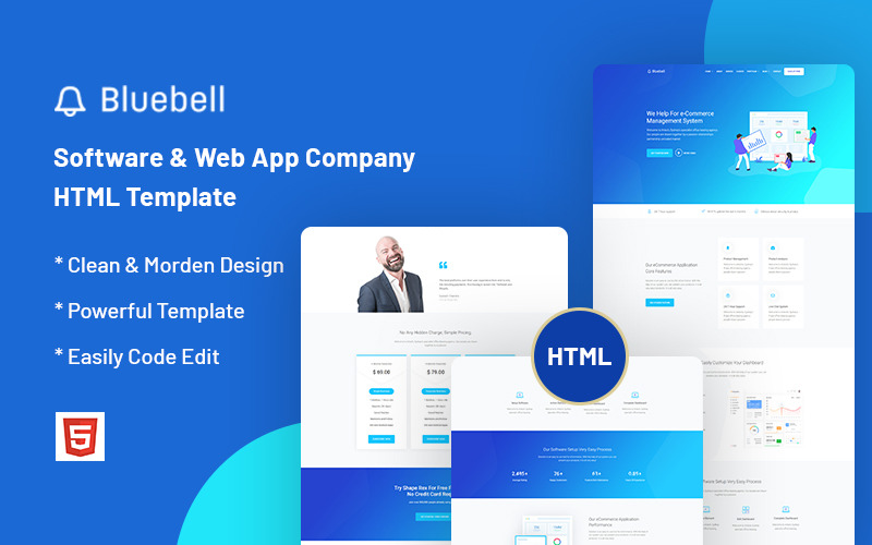 Bluebell: modello di sito Web per software, app Web e azienda tecnologica di avvio