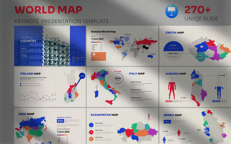 Carte du monde | Modèle de présentation principale de carte de tous les pays