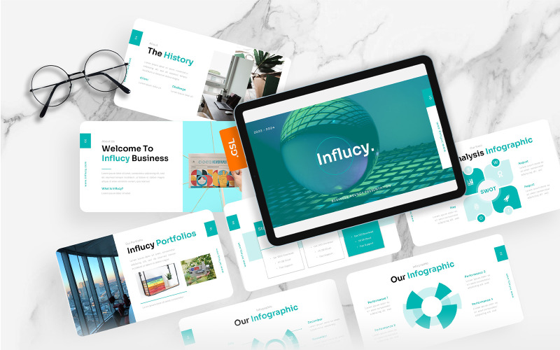 Influcy - Шаблон слайдов Google для бизнес-агентства