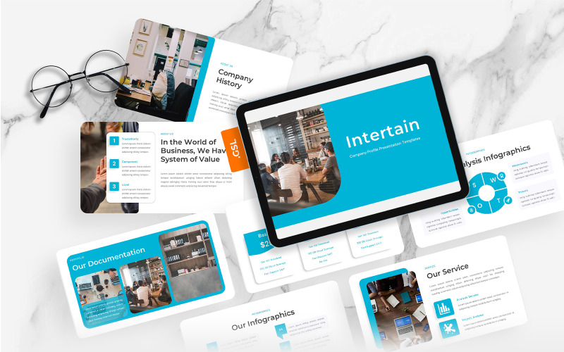 Intertain – Företagsprofil Google Slides Mall