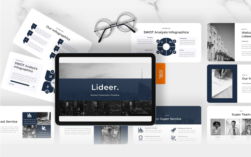 Lideer – Google Slides-sjabloon voor bedrijfsbureau