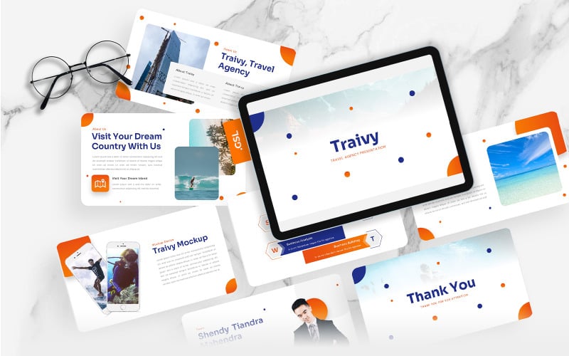 Traivy – Google Slides-mall för resebyrå
