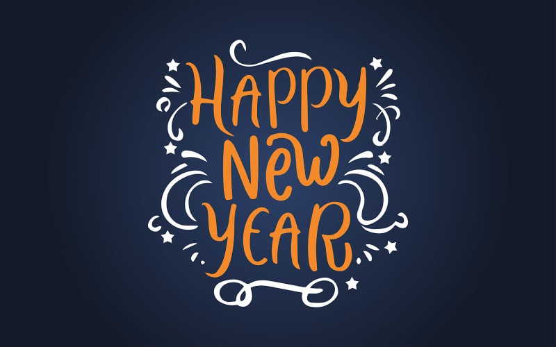 新年快乐刻字的矢量插图