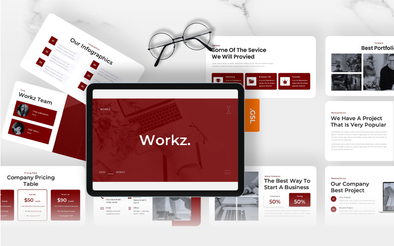Workz - modelo empresarial do Google Slides