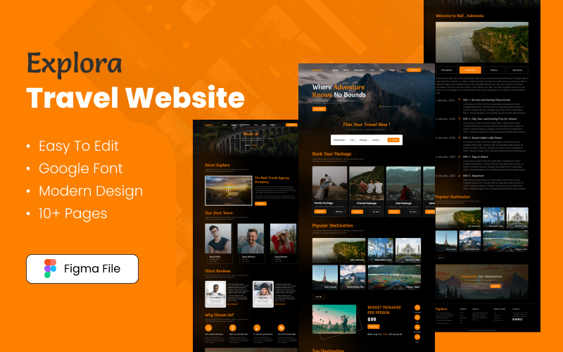 Design dell'interfaccia utente Figma a tema scuro di viaggio