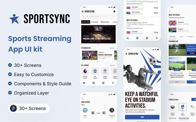Sportsync: kit de interfaz de usuario de la aplicación de transmisión de deportes