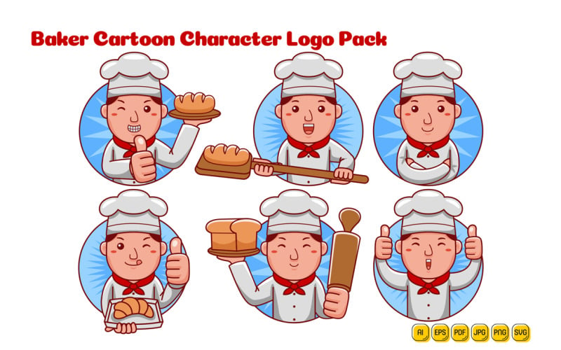 Baker Man Tecknad karaktär Logotyp Pack