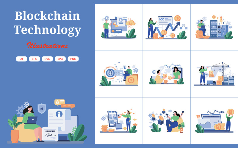 M654_Pacchetto illustrazioni Blockchain