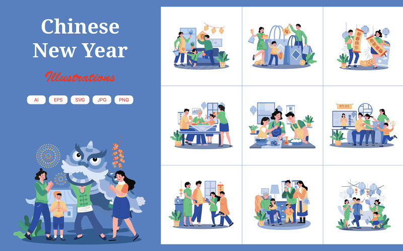 M659_Pacote de ilustrações do Ano Novo Chinês
