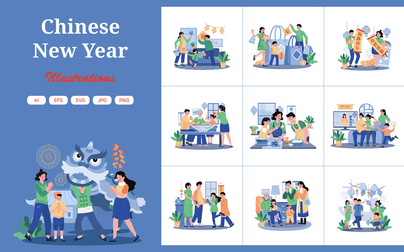 M659_Pakiet ilustracji chińskiego nowego roku