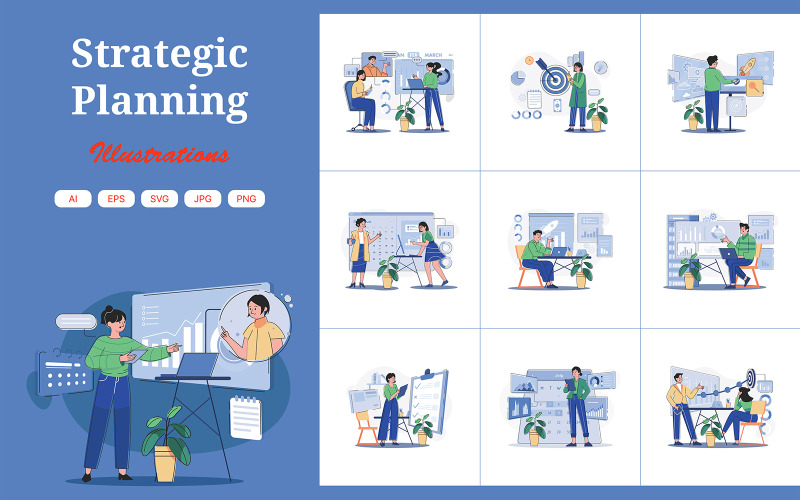 M670_Pack d’illustrations de planification stratégique