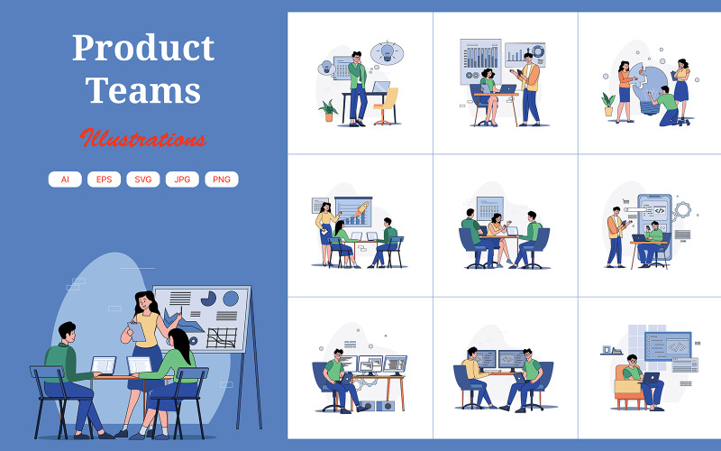 Pacote de ilustrações de equipes M679_Product