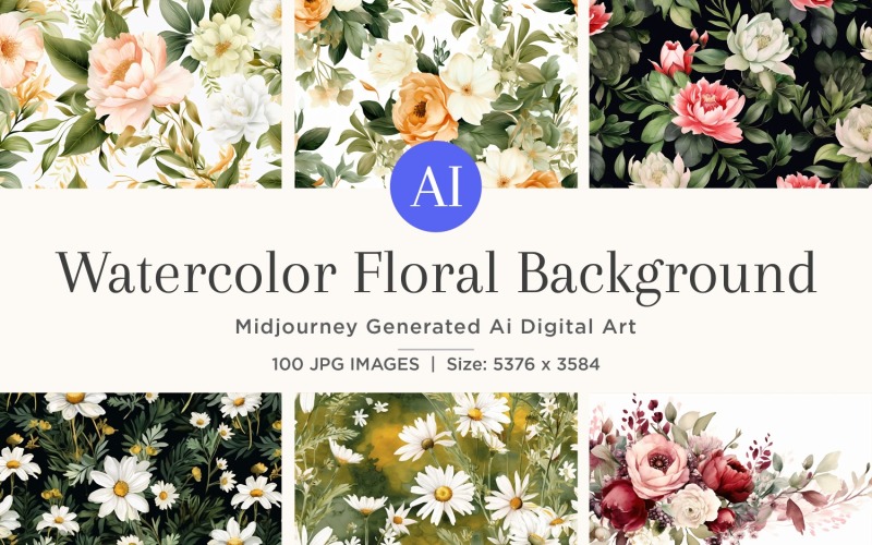 Aquarellblumenkranz Hintergrund 100 Set V-3