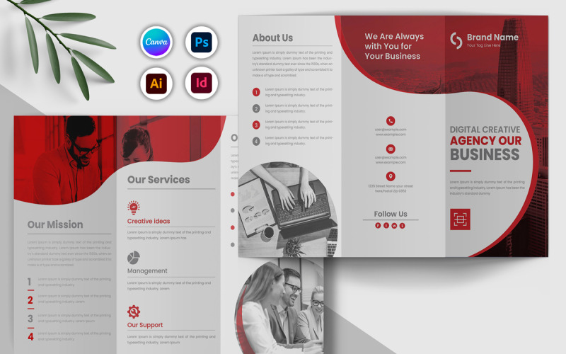 Brochure a tre ante dell'agenzia di marketing