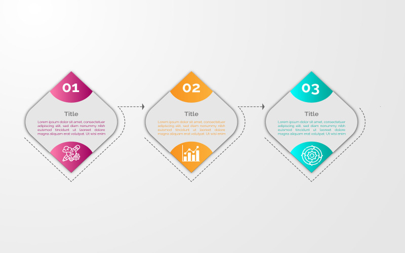 Three step vector infographic element template design.
