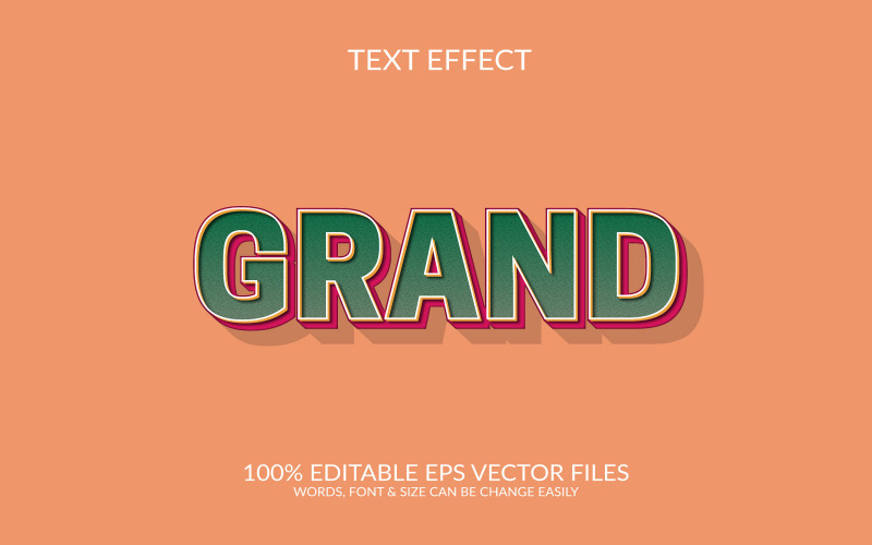 Grande design de modelo de efeito de texto 3d vetorial editável Eps