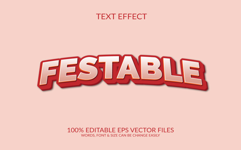 Ilustração de design de efeito de texto vetorial editável Festival 3d