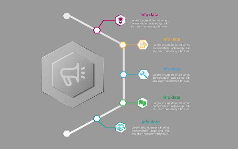 Modello di diagramma di flusso infografico vettoriale poligonale eps.