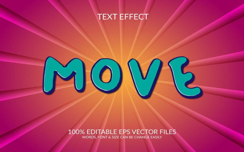 Mover design de modelo de efeito de texto vetorial editável 3D Eps