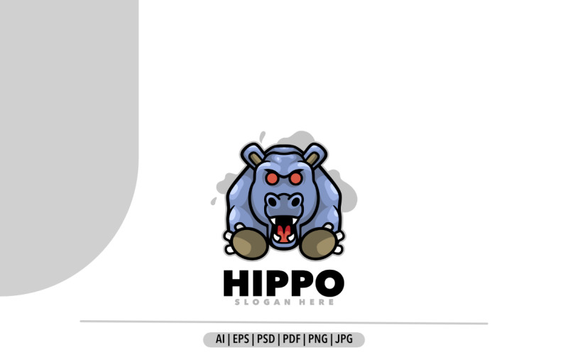 Nilpferd, wütend, Maskottchen, Logo, Design, Illustration