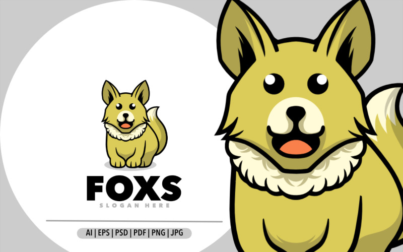 Foxy maskot kreslený design loga ilustrace